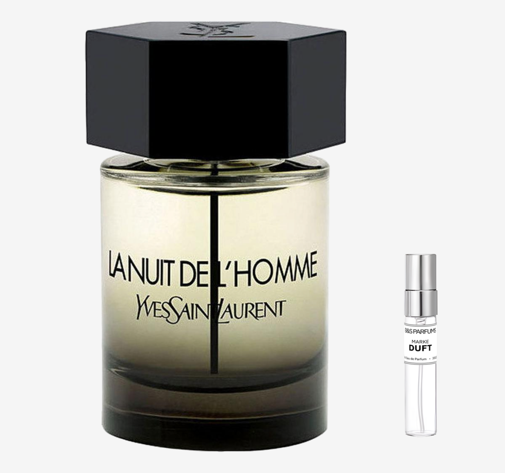 Yves Saint Laurent - La Nuit de L'Homme Flakon und Probenflakon nebendran
