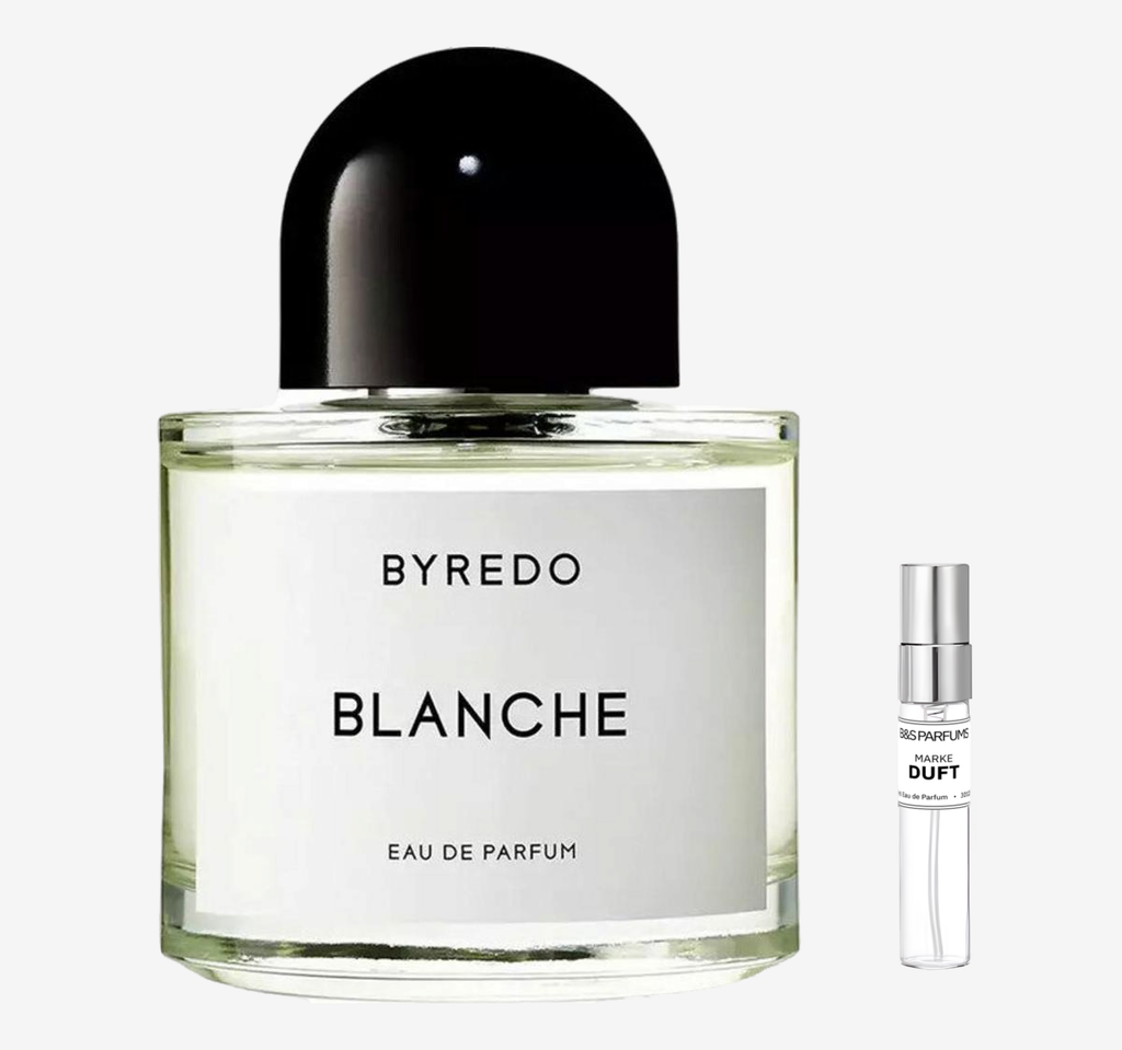 Byredo - Blanche Flakon und Probenflakon nebendran