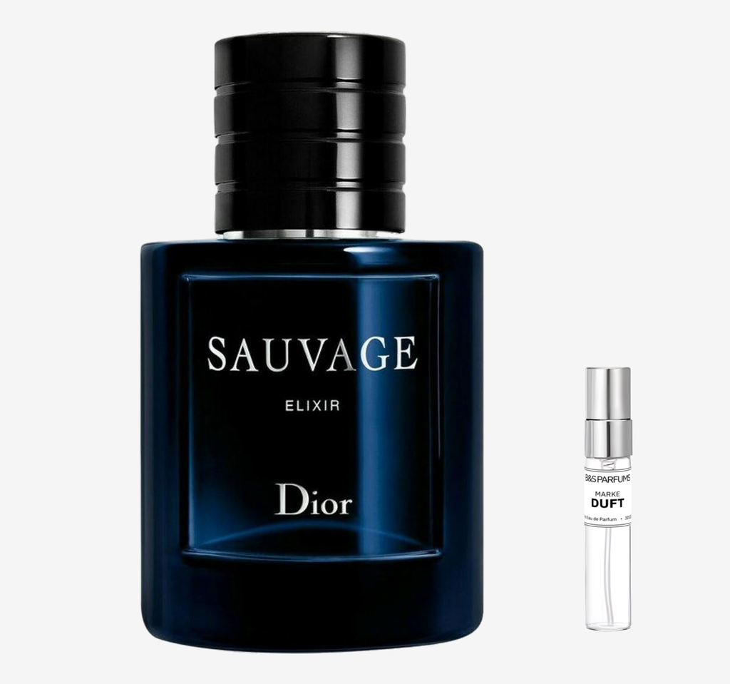 Dior - Sauvage Elixir Flakon und Probenflakon nebendran