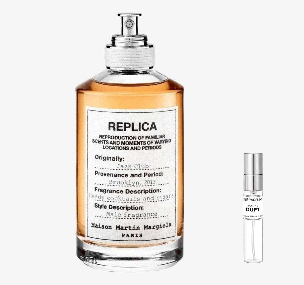 Maison Margiela - Jazz Club Flakon und Probenflakon nebendran