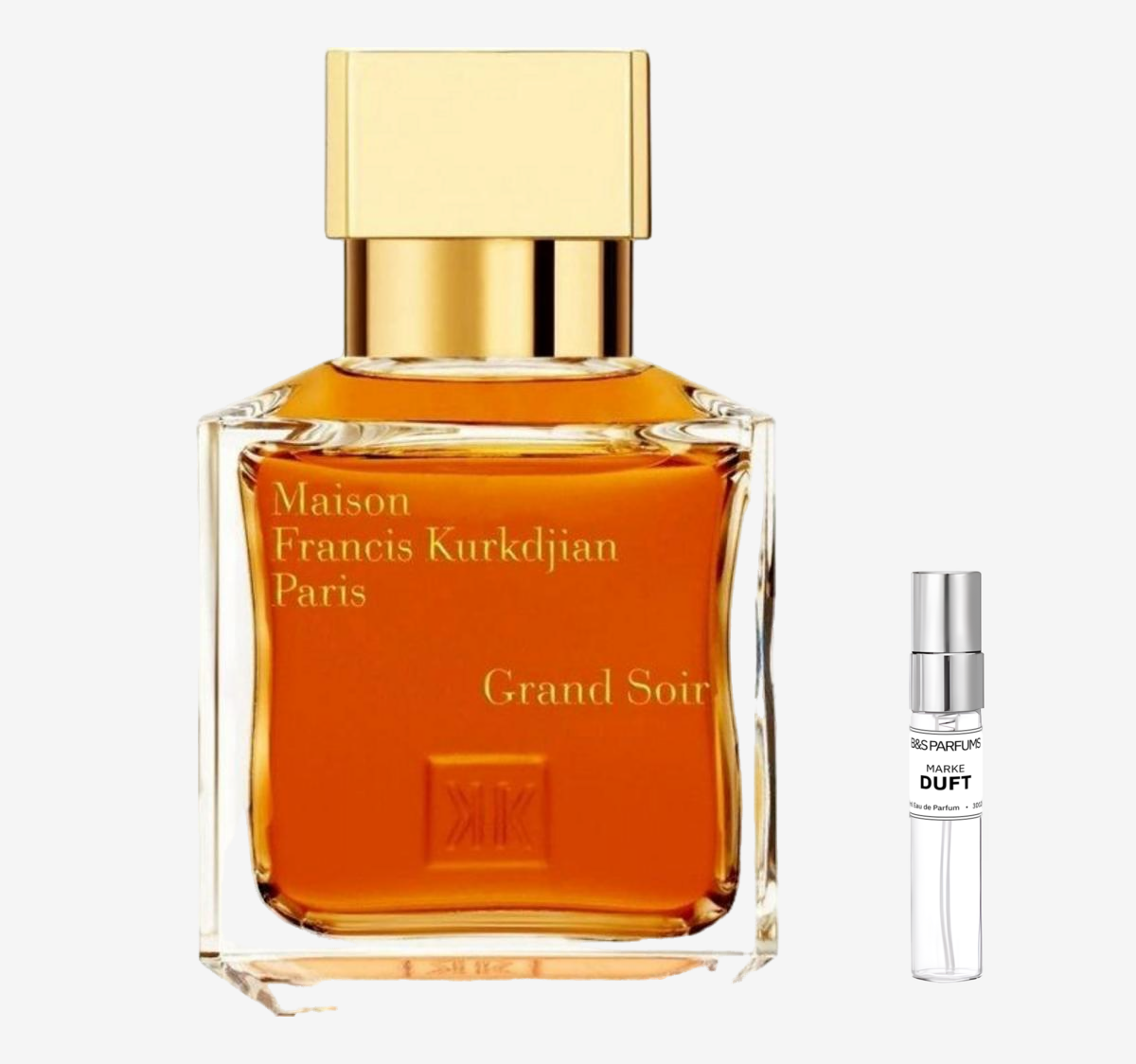 Maison Francis Kurkdjian - Grand Soir Flakon und Probenflakon nebendran