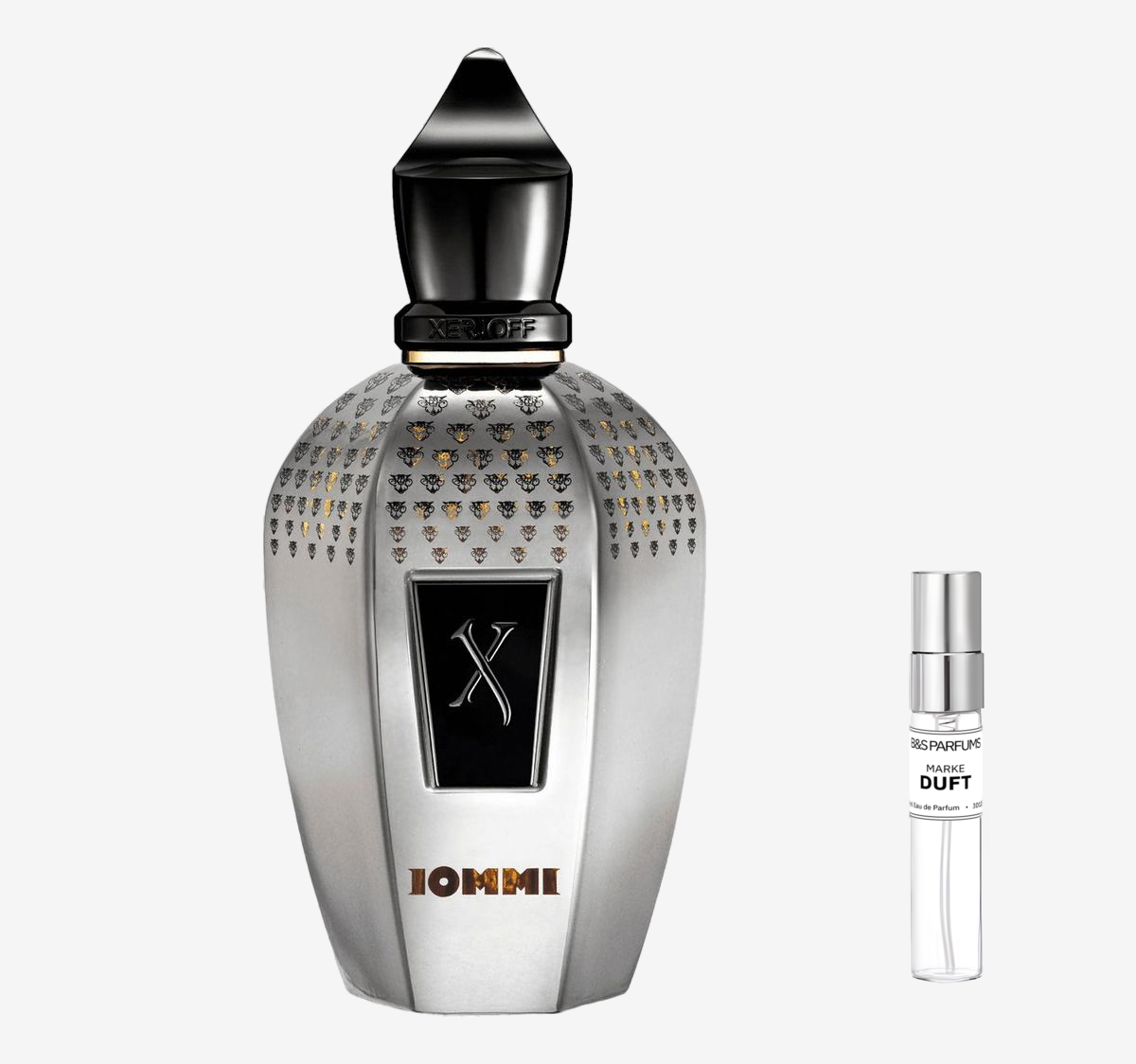 XerJoff - Tony Iommi Monkey Special Flakon und Probenflakon nebendran