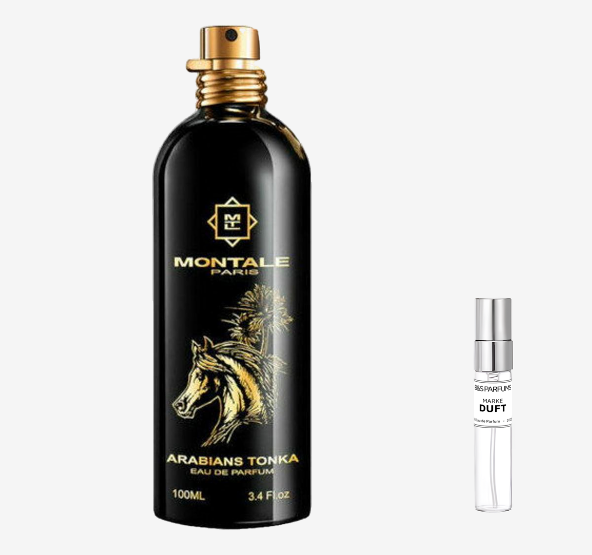 Montale - Arabians Tonka Flakon und Probenflakon nebendran